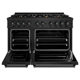 ZLINE 48 in. 6.7 cu. ft. Classic Double Oven Dual Fuel Range in Black Stainless Steel with 8 Brass Burners (CDRB-BR-48)