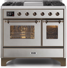 Majestic II 40 Inch Dual Fuel Liquid Propane Freestanding Range in Stainless Steel with Bronze Trim