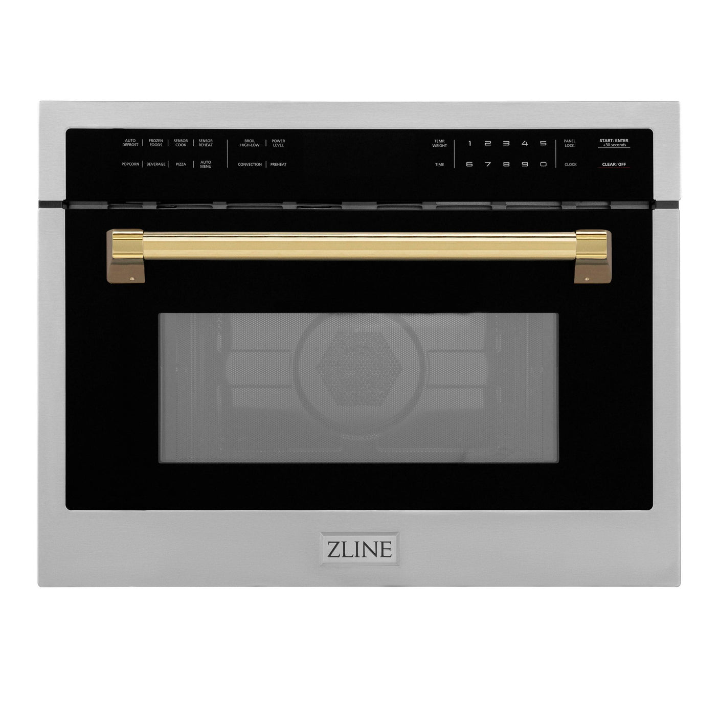 ZLINE Autograph Edition 24" 1.6 cu ft. Built-in Convection Microwave Oven in Stainless Steel and Polished Gold Accents (MWOZ-24-G)