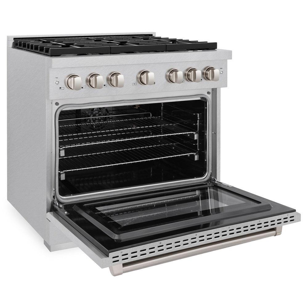 ZLINE 36 in. 5.2 cu. ft. Paramount Dual Fuel Range with 6 Burner Gas Cooktop and Electric Convection Oven in DuraSnow' Stainless Steel (SDRS-36)