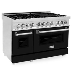 ZLINE 48 in. Dual Fuel Range with Gas Stove and Electric Oven in Stainless Steel (RA48) [Color: Black Matte]