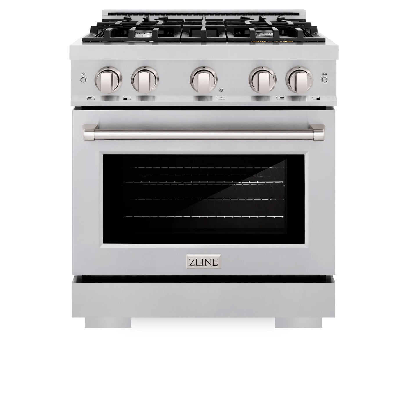 ZLINE 30 in. 4.2 cu. ft. Select Gas Range with 4 Burner Cooktop and Convection Gas Oven in DuraSnow' Stainless Steel (HGRS-30)