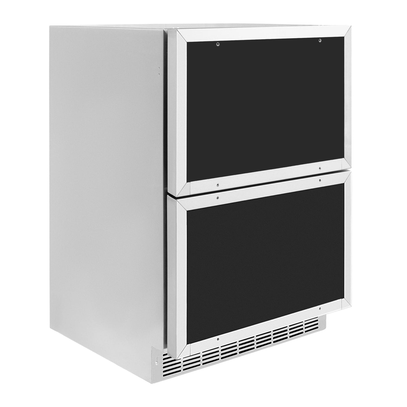 ZLINE Autograph Edition 24 in. Touchstone 168 Can Outdoor-Rated Dual Refrigerator Drawer with Panel-Ready Doors and Champagne Bronze Handles (RDSPOZ-24-CB)