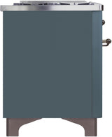 Majestic II 36 Inch Dual Fuel Natural Gas Freestanding Range in Blue Grey with Bronze Trim