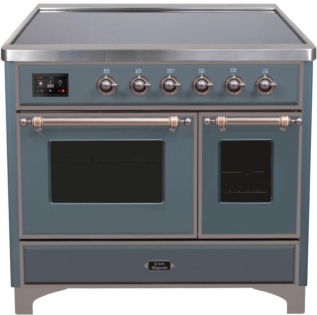 Majestic II 40 Inch Electric Freestanding Range in Blue Grey with Bronze Trim