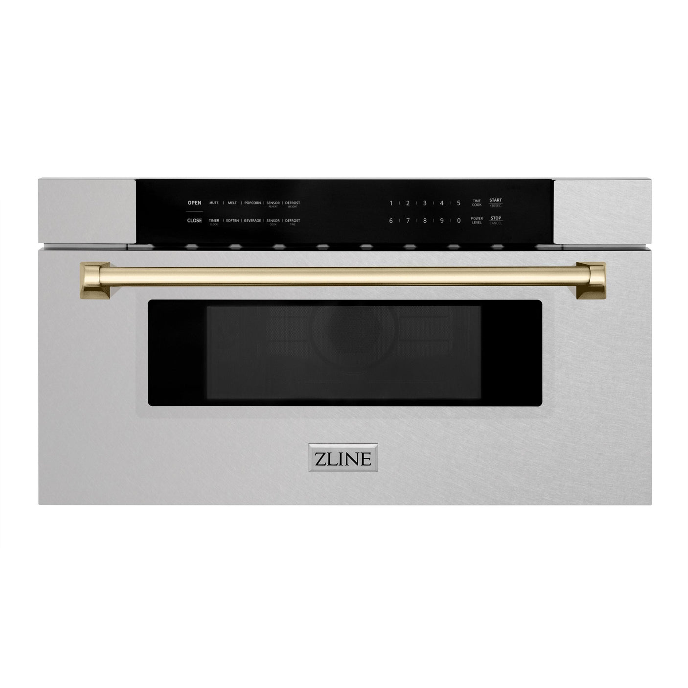 ZLINE Autograph Edition 30" 1.2 cu. ft. Built-In Microwave Drawer in DuraSnow Stainless Steel with Accents (MWDZ-30-SS) [Color: Gold]