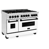 ZLINE Autograph Edition 48" 6.0 cu. ft. Dual Fuel Range with Gas Stove and Electric Oven in Stainless Steel with White Matte Door with Accents (RAZ-WM-48) [Color: Matte Black]