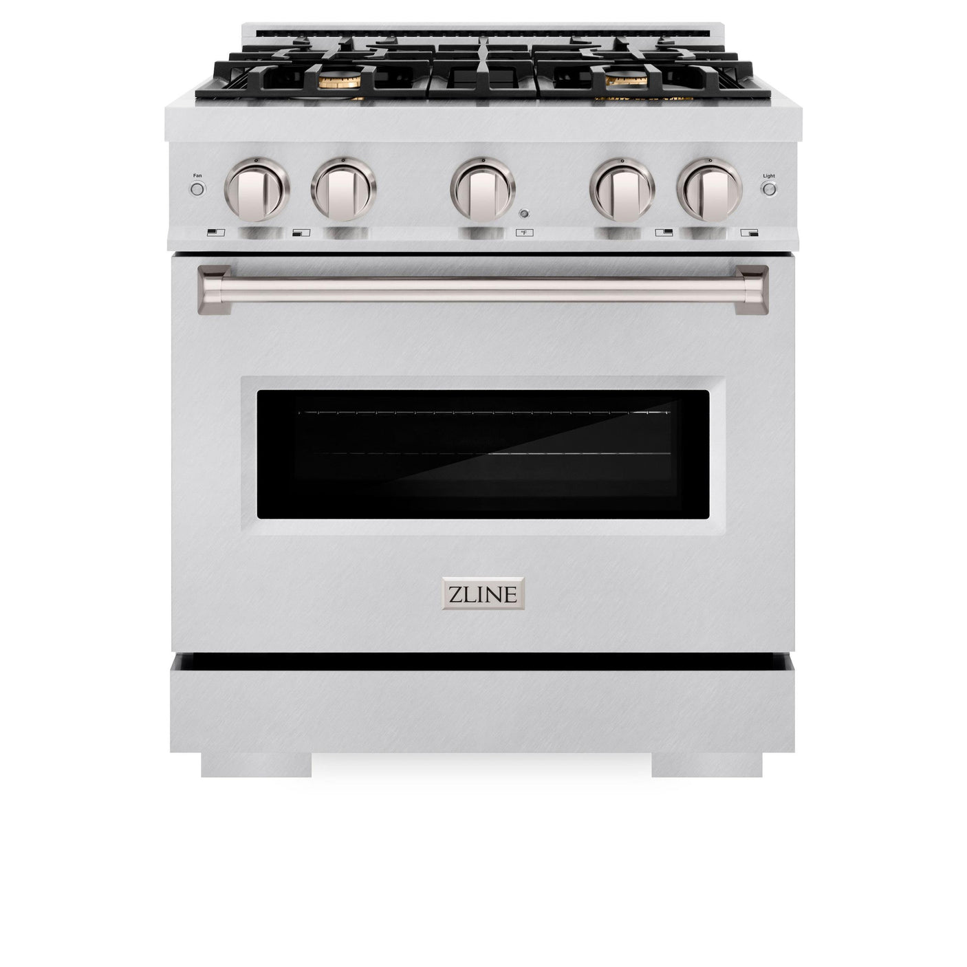 ZLINE 30 in. 4.2 cu. ft. Classic Dual Fuel Range with Gas Cooktop and Electric Convection Oven in DuraSnow' Stainless Steel with 4 Brass Burners (CDRS-BR-30)