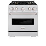 ZLINE 30 in. 4.2 cu. ft. Classic Dual Fuel Range with Gas Cooktop and Electric Convection Oven in DuraSnow' Stainless Steel with 4 Brass Burners (CDRS-BR-30)