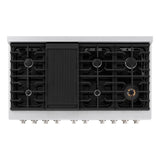 ZLINE 48 in. 6.7 cu. ft. Paramount Double Oven Dual Fuel Range with 8 Burner Gas Cooktop in DuraSnow' Stainless Steel with Black Matte Doors (SDRS-BLM-48)