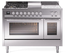 Professional Plus II 48 Inch Dual Fuel Liquid Propane Freestanding Range in Stainless Steel with Trim