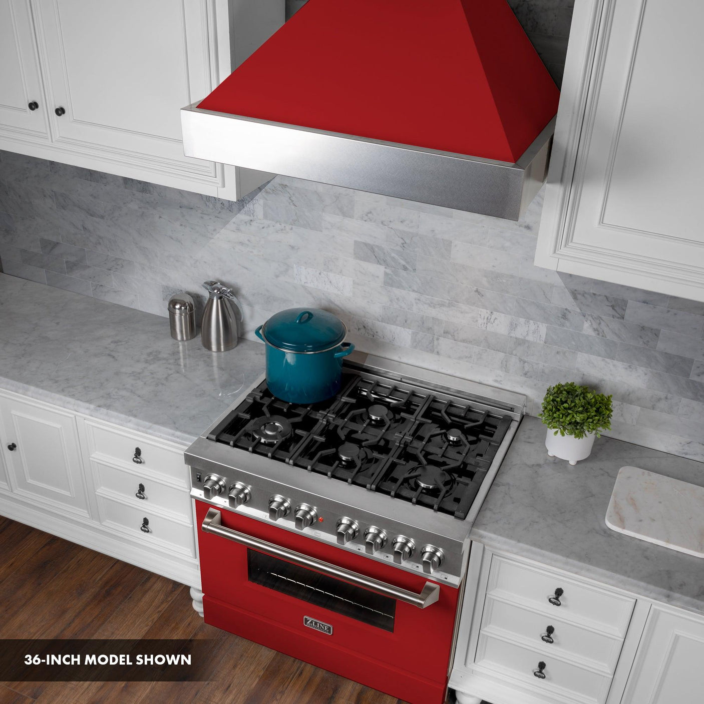 ZLINE 30 in. 4.0 cu. ft. Dual Fuel Range with Gas Stove and Electric Oven in All DuraSnow Stainless Steel with Color Door Options (RAS-SN-30) [Color: Red Gloss]