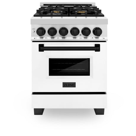 ZLINE Autograph Edition 24" 2.8 cu. ft. Dual Fuel Range with Gas Stove and Electric Oven in Stainless Steel with White Matte Door and Accents (RAZ-WM-24) [Color: Matte Black]