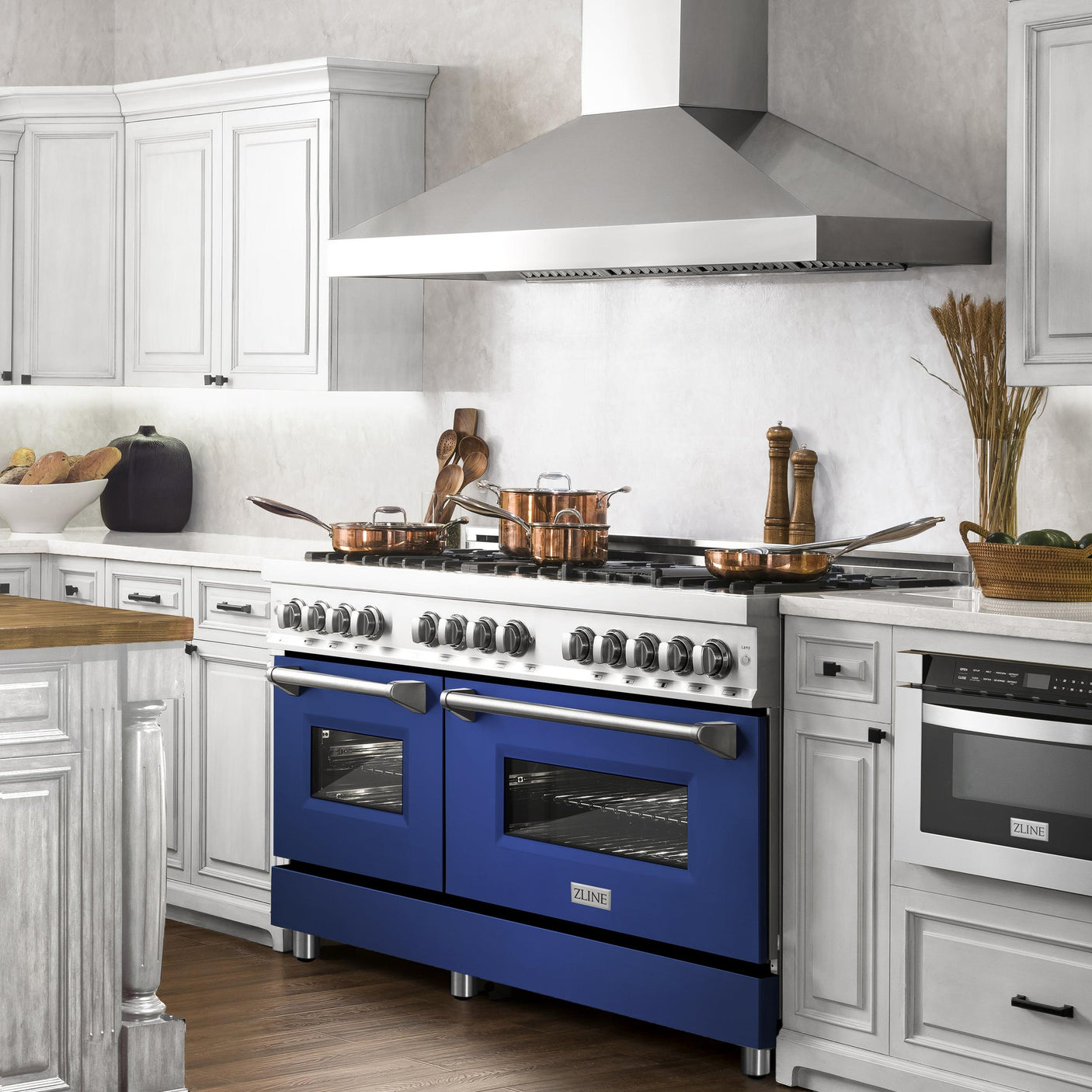 ZLINE 60 in. 7.4 cu. ft. Dual Fuel Range with Gas Stove and Electric Oven in Stainless Steel with Color Options (RA60) [Color: Blue Matte]