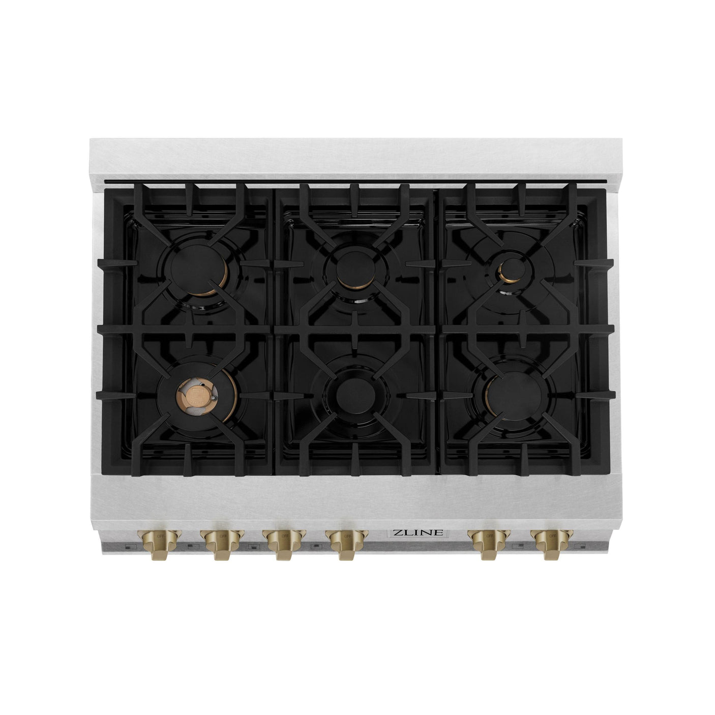 ZLINE Autograph Edition 36" Porcelain Rangetop with 6 Gas Burners in Fingerprint Resistant Stainless Steel and Champagne Bronze Accents (RTSZ-36-CB) [Color: Champagne Bronze]