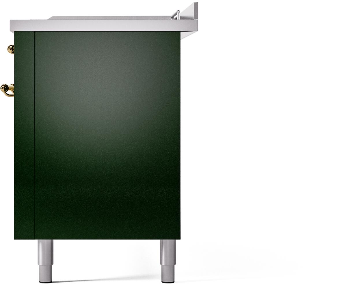 Nostalgie II 60 Inch Dual Fuel Liquid Propane Freestanding Range in Emerald Green with Brass Trim