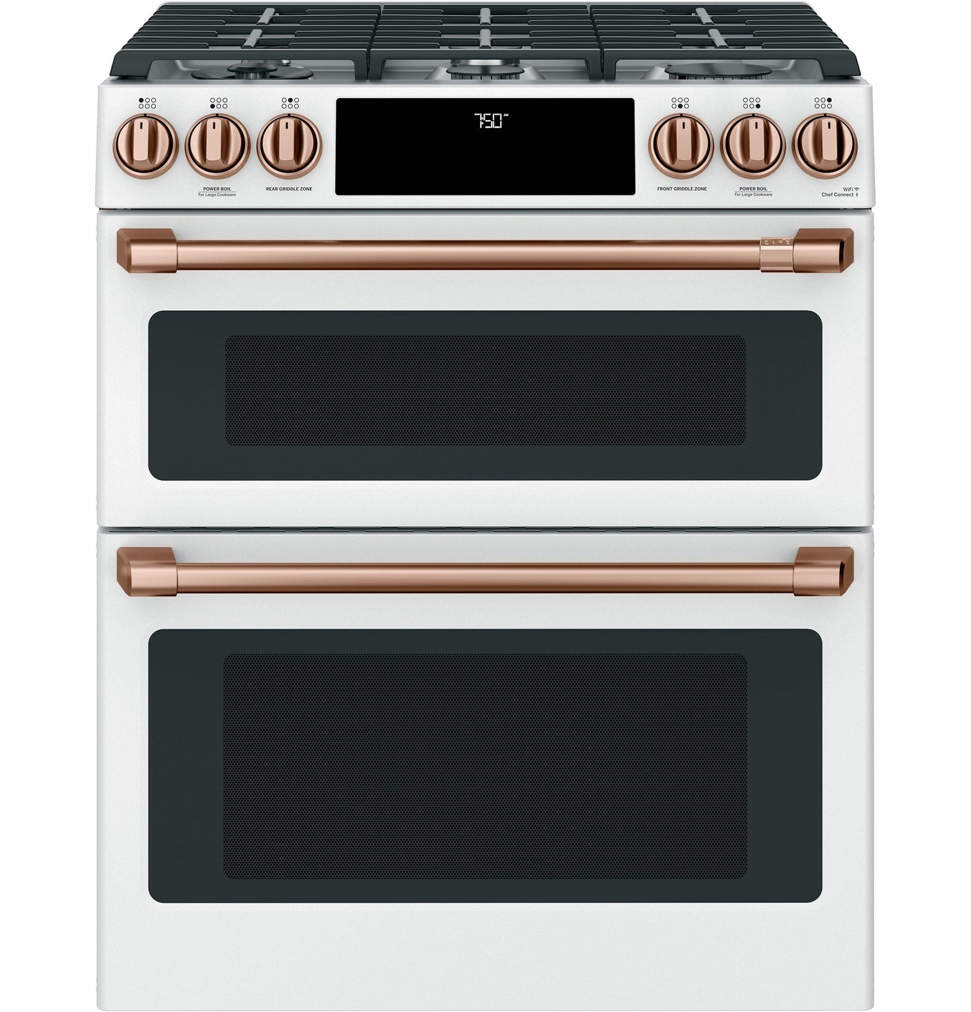 Café™ 30" Smart Slide-In, Front-Control, Gas Double-Oven Range with Convection