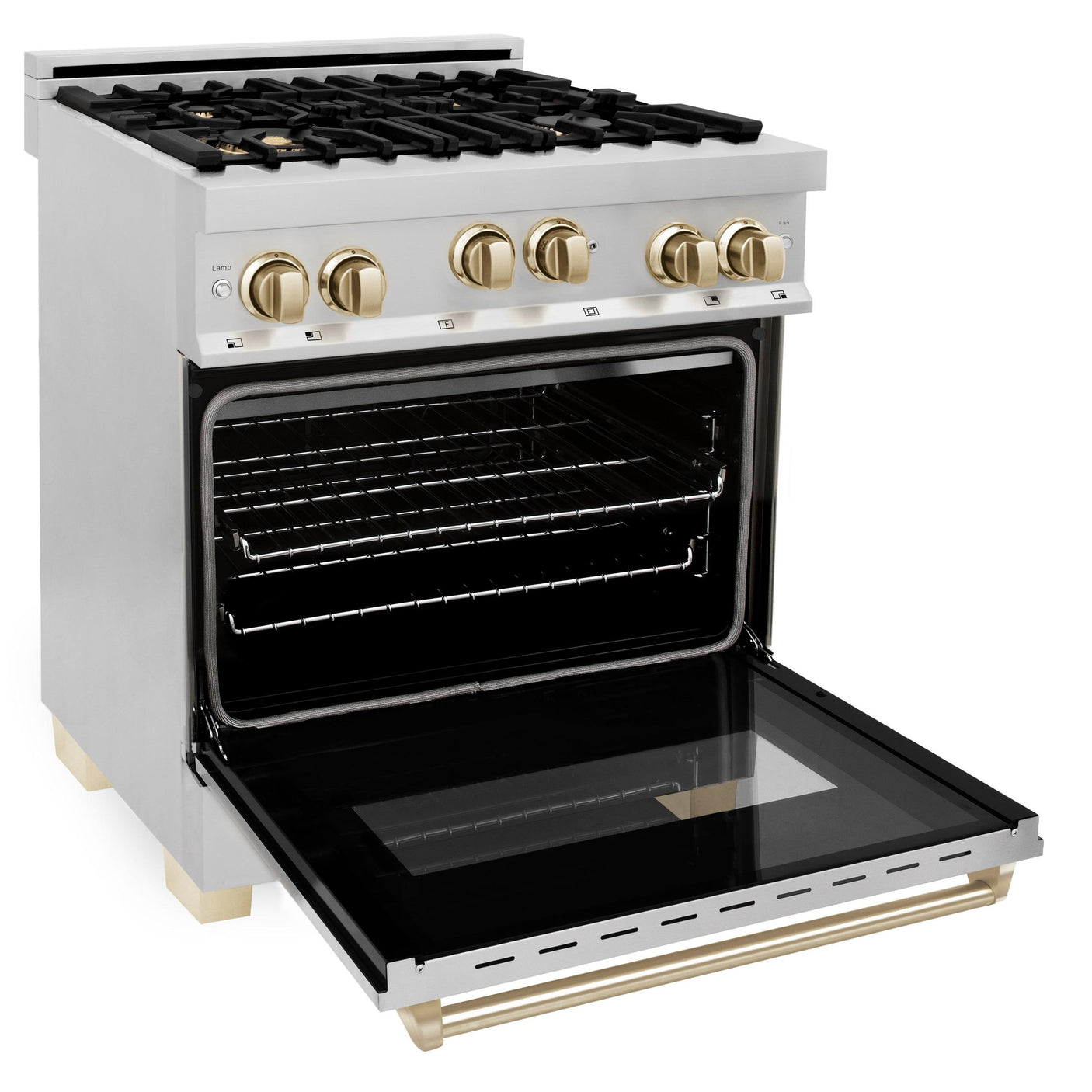 ZLINE Autograph Edition 30" 4.0 cu. ft. Range with Gas Stove and Gas Oven in Stainless Steel with Accents (RGZ-30) [Color: Champagne Bronze]