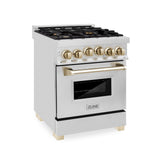 ZLINE Autograph Edition 24" 2.8 cu. ft. Range with Gas Stove and Gas Oven in Stainless Steel with Accents (RGZ-24) [Color: Champagne Bronze]