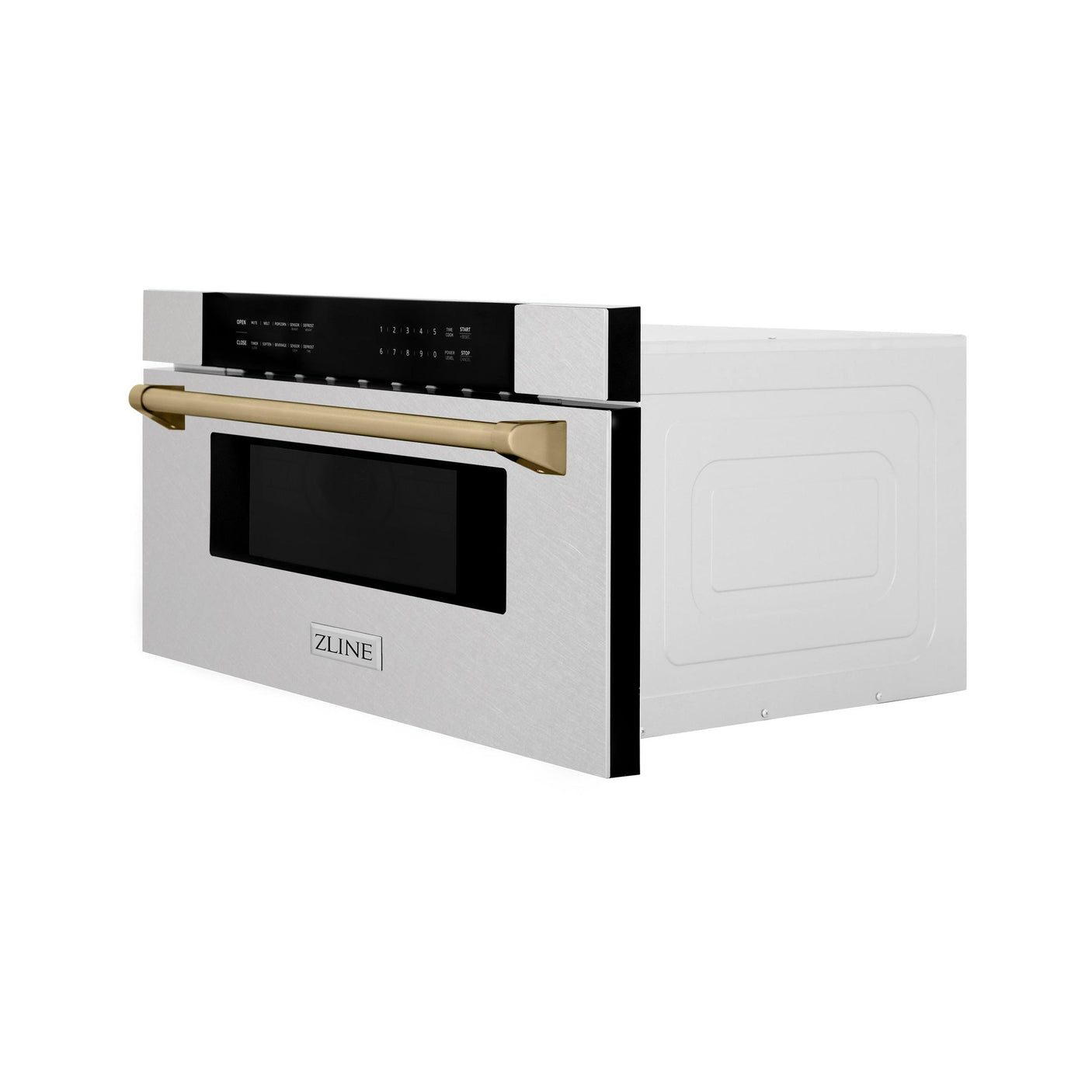 ZLINE Autograph Edition 30" 1.2 cu. ft. Built-In Microwave Drawer in DuraSnow Stainless Steel with Accents (MWDZ-30-SS) [Color: Champagne Bronze]