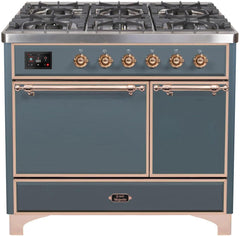 Majestic II 40 Inch Dual Fuel Liquid Propane Freestanding Range in Blue Grey with Copper Trim