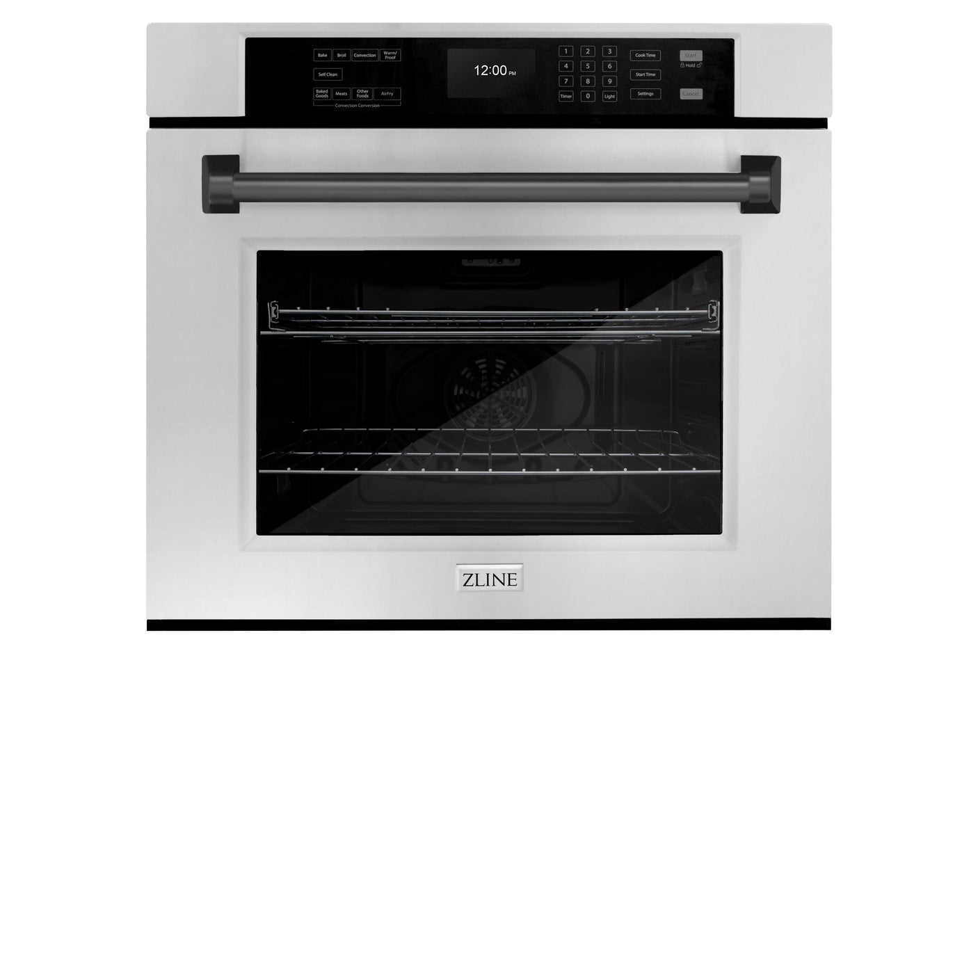 ZLINE 30 in. Autograph Edition Professional True Convection Single Wall Oven with Air Fry and Self Clean in Stainless Steel with Matte Black Handle (WASZ-30-MB)