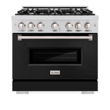 ZLINE 36 in. 5.2 cu. ft. Classic Dual Fuel Range with 6 Burner Gas Cooktop and Electric Convection Oven in DuraSnow' Stainless Steel (CDRS-36)