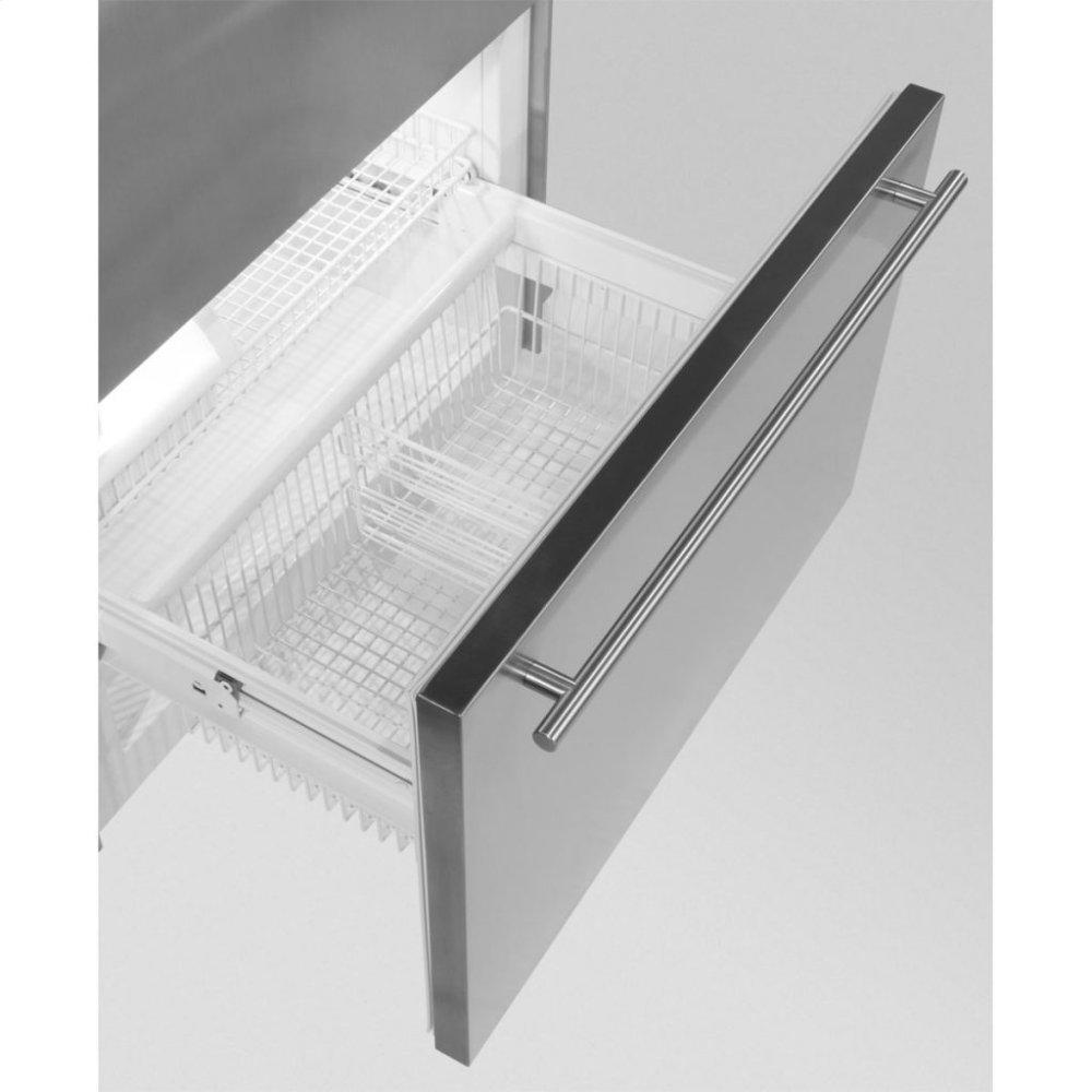 Marvel Professional Built-In 36" Bottom Freezer Refrigerator - Solid Stainless Steel Door - Left Hinge, Slim Designer Handle