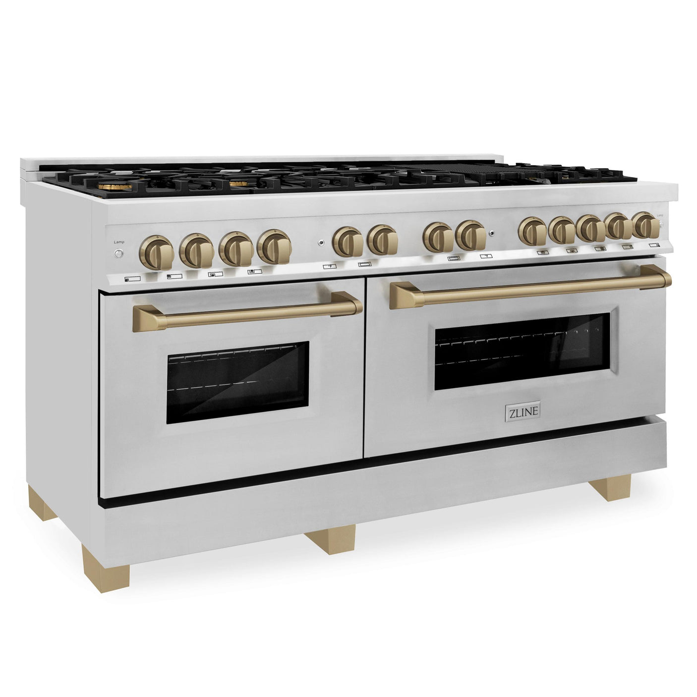 ZLINE Autograph Edition 60" 7.4 cu. ft. Dual Fuel Range with Gas Stove and Electric Oven in Stainless Steel with Accents (RAZ-60) [Color: Gold]