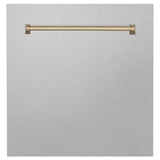 ZLINE 24 in. Autograph Edition Monument Dishwasher Panel with Champagne Bronze Handle in Color Options (DPMTZ-24-CB) [Color: DuraSnow Stainless Steel with Champagne Bronze Handle]