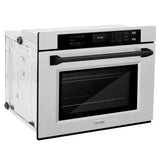 ZLINE 30 in. Autograph Edition Professional True Convection Single Wall Oven with Air Fry and Self Clean in DuraSnow' Stainless Steel with Matte Black Handle (WASSZ-30-MB)