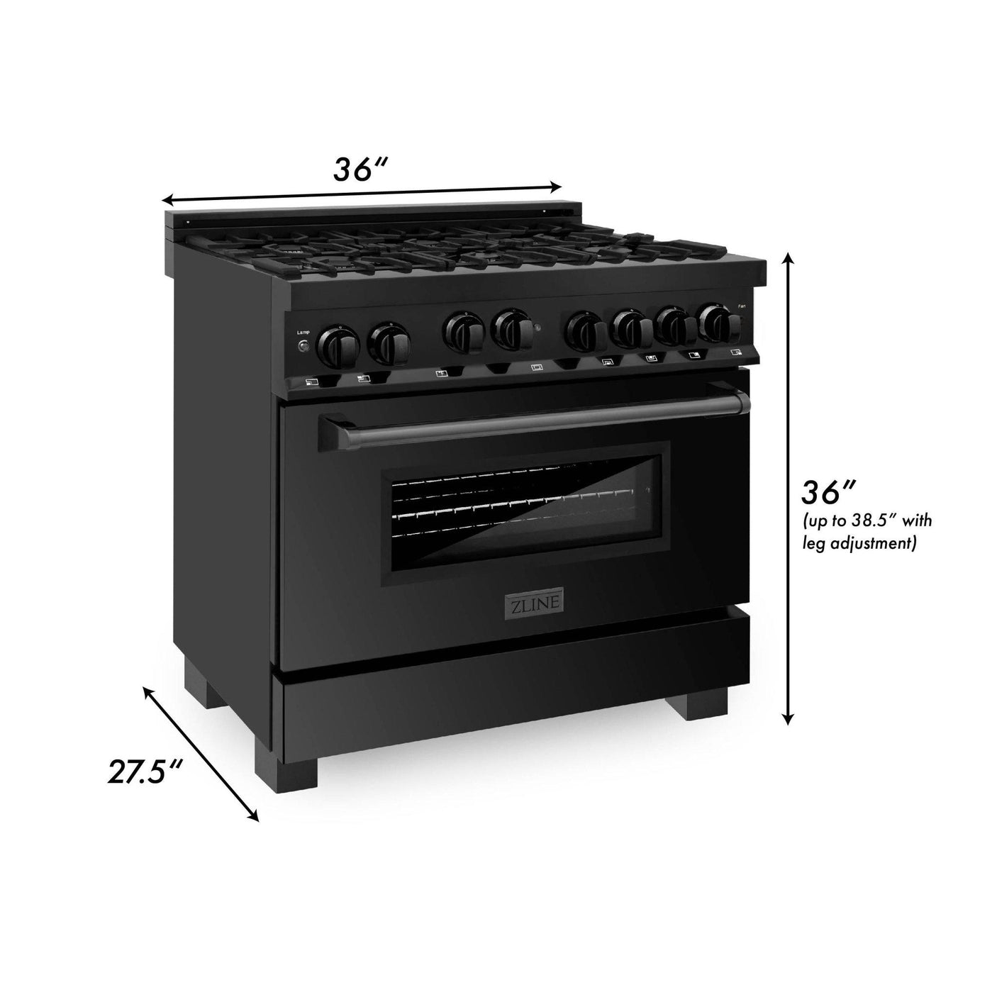 ZLINE 36" Professional 4.6 cu. ft. Gas on Gas Range in Black Stainless Steel (RGB-36) [Color: Black Stainless Steel]