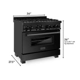 ZLINE 36" Professional 4.6 cu. ft. Gas on Gas Range in Black Stainless Steel (RGB-36) [Color: Black Stainless Steel]