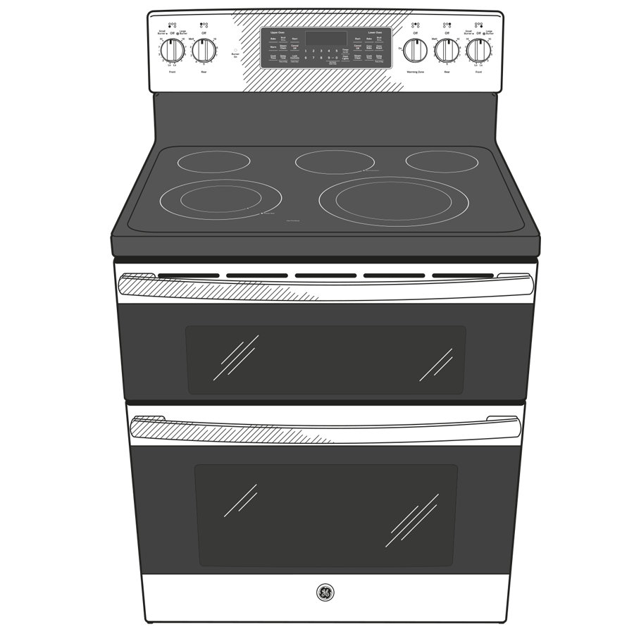 GE 30" Free-Standing Electric Double Oven Convection Range