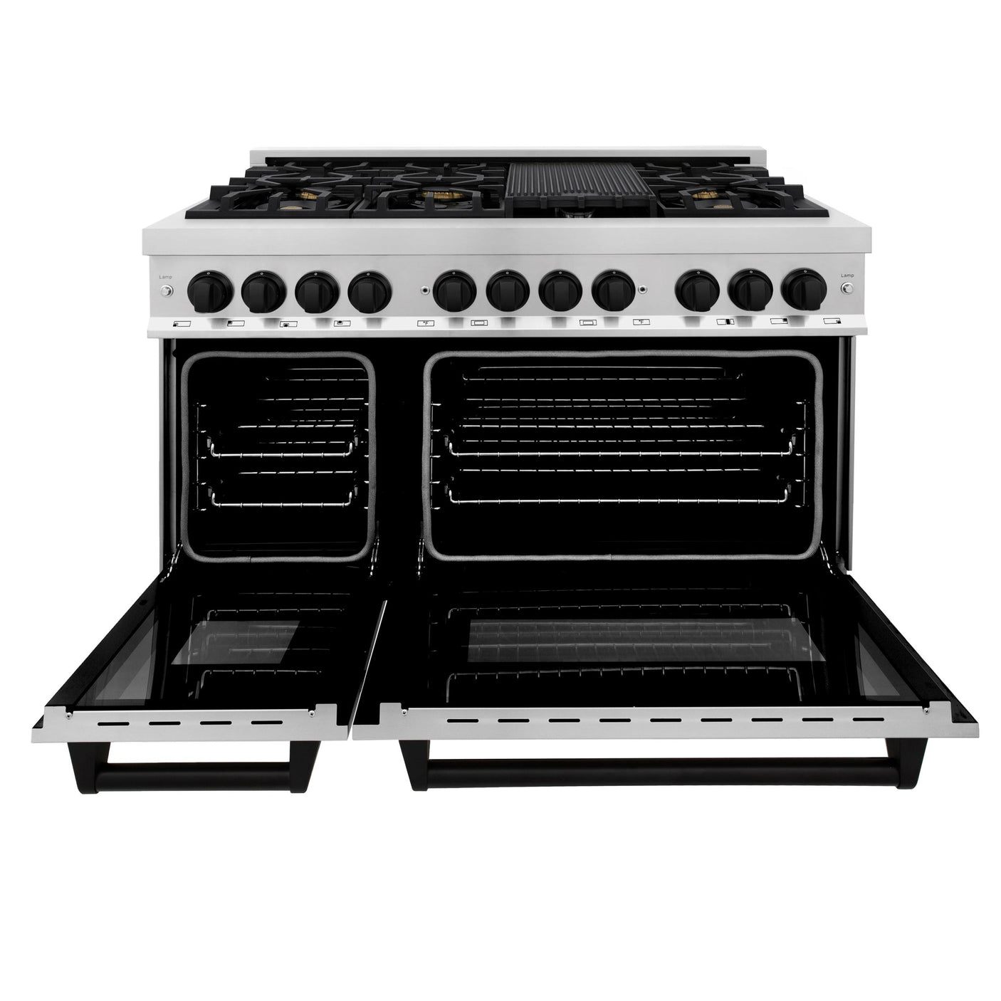 ZLINE Autograph Edition 48" 6.0 cu. ft. Dual Fuel Range with Gas Stove and Electric Oven in Stainless Steel with Accents (RAZ-48) [Color: Matte Black]