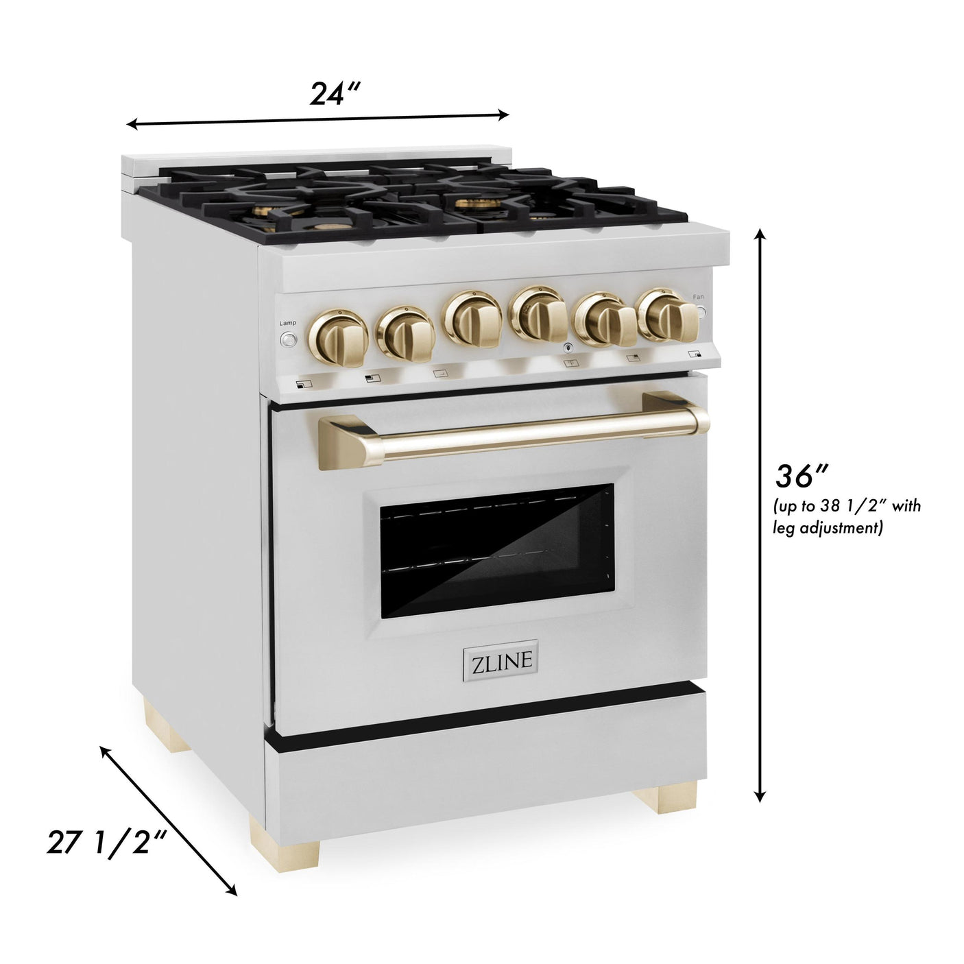 ZLINE Autograph Edition 24" 2.8 cu. ft. Range with Gas Stove and Gas Oven in Stainless Steel with Accents (RGZ-24) [Color: Champagne Bronze]