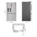 28 cu.ft 3 Door French Door, Standard Depth, Ice and Water with Single Ice