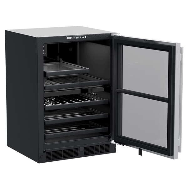 24-In Built-In Dual Zone Wine And Beverage Center with Door Style - Stainless Steel Frame Glass