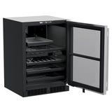 24-In Built-In Dual Zone Wine And Beverage Center with Door Style - Stainless Steel Frame Glass