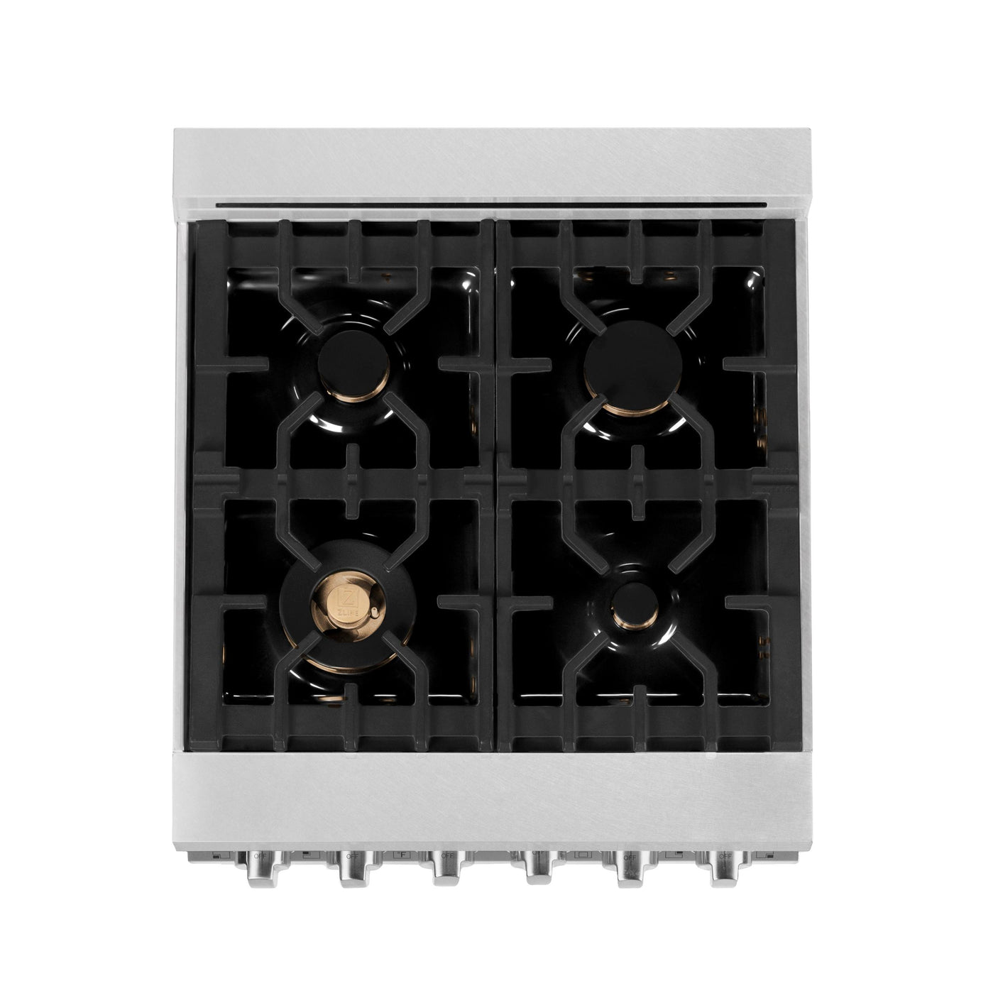 ZLINE 24 in. Professional Dual Fuel Range in DuraSnow Stainless Steel with Color Door Options (RAS-SN-24) [Color: DuraSnow With Brass Burners]