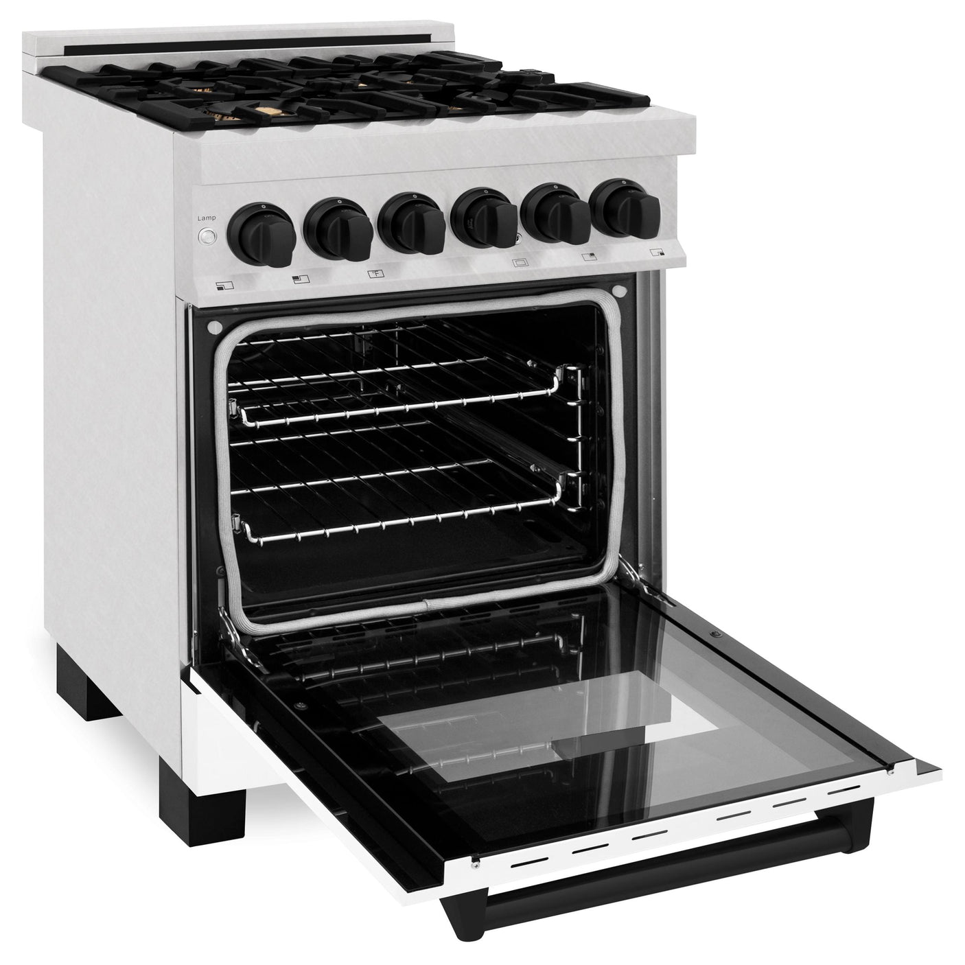 ZLINE Autograph Edition 24" 2.8 cu. ft. Dual Fuel Range with Gas Stove and Electric Oven in DuraSnow Stainless Steel with White Matte Door and Accents (RASZ-WM-24) [Color: Matte Black]