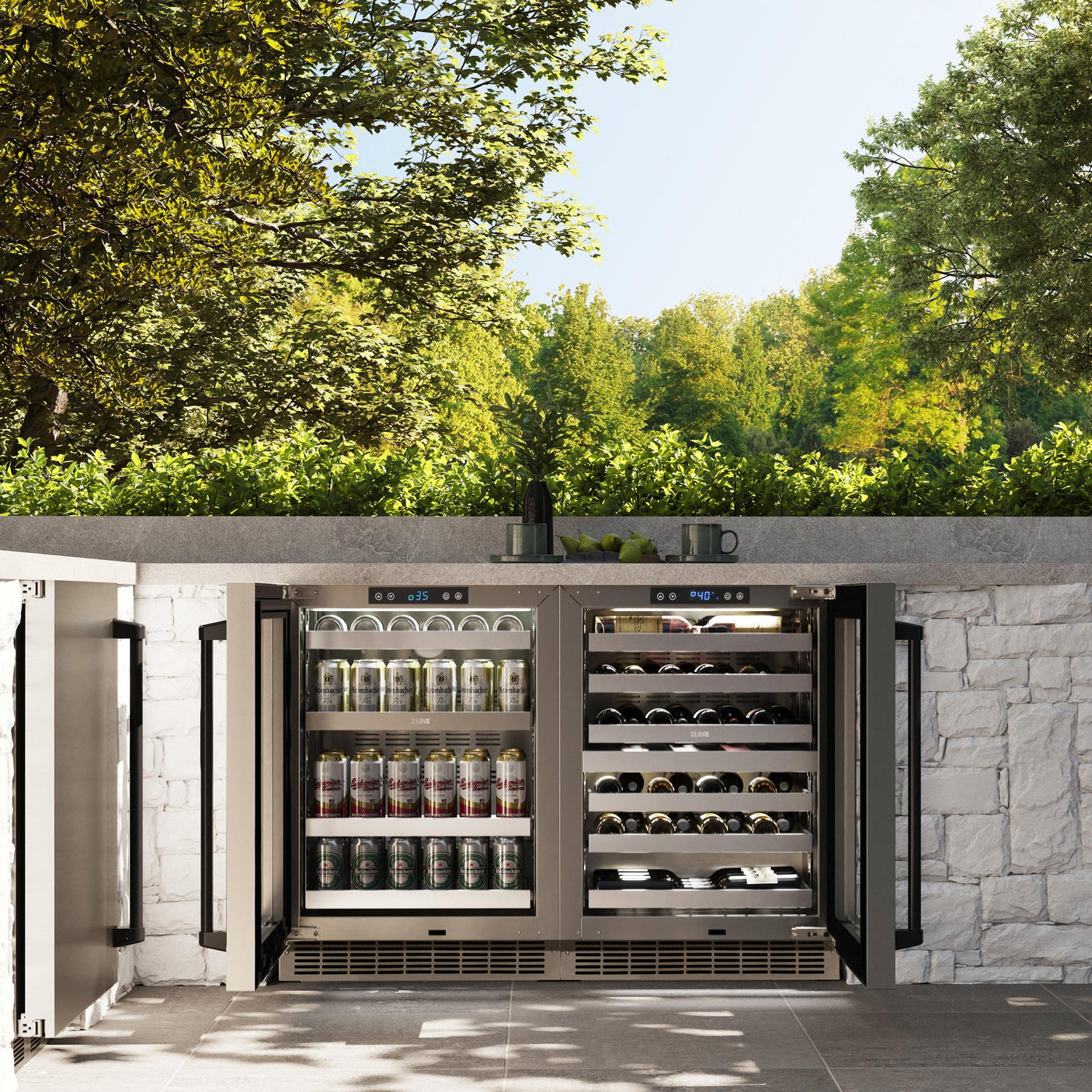 ZLINE 24 In. Touchstone Wine Cooler with Stainless Steel Glass Door and Matte Black Handle (RWDOZ-GS-24-MB)