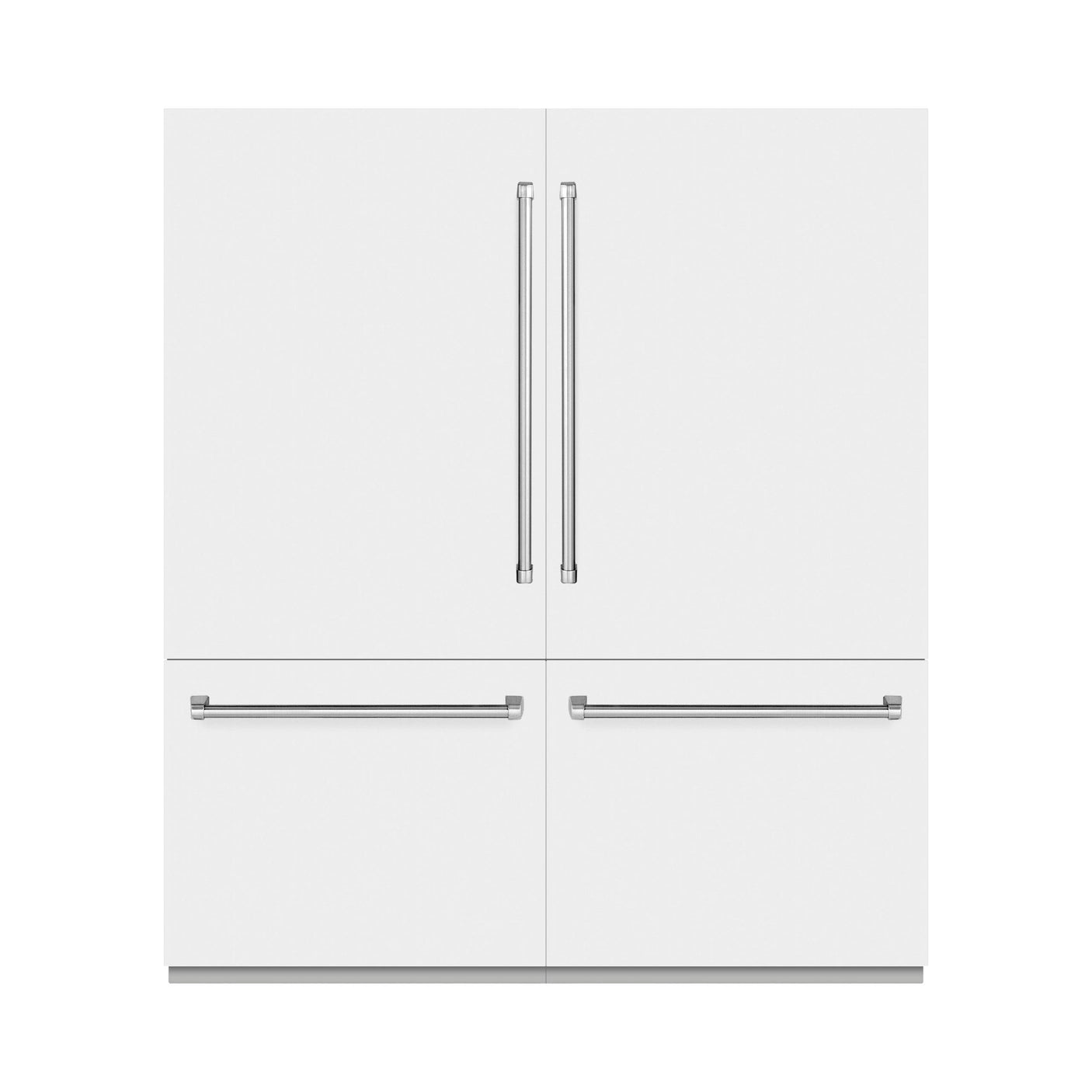 ZLINE 72 in. 39.6 cu. ft. French Door Built-In Bottom Freezer Refrigerator with Water Dispensers and Ice Makers in White Matte (RBIT-WM-72)