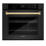 ZLINE 30 in. Autograph Edition Professional True Convection Single Wall Oven with Air Fry and Self Clean in Black Stainless Steel with Champagne Bronze Handle (WASBZ-30-G)