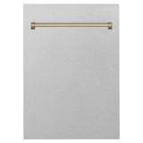 ZLINE 18 in. Autograph Edition Tallac Dishwasher Panel in DuraSnow Stainless Steel with Champagne Bronze Handle (DPVZ-SN-18-CB)