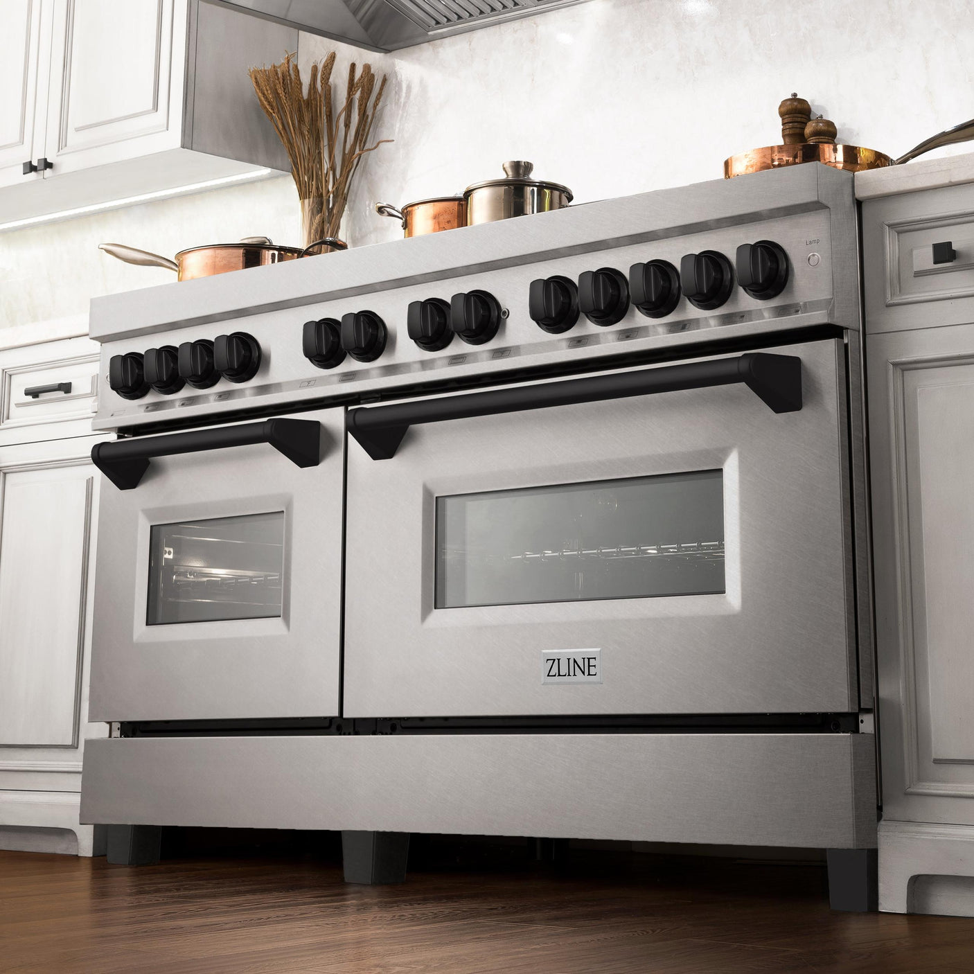 ZLINE Autograph Edition 60 in. 7.4 cu. ft. Dual Fuel Range with Gas Stove and Electric Oven in DuraSnow Stainless Steel with Accents (RASZ-SN-60)