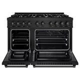 ZLINE 48 in. 6.7 cu. ft. Select Double Oven Gas Range with 8 Burner Cooktop in Black Stainless Steel (HGRB-48)