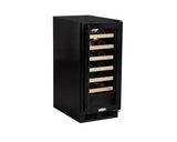 15" High Efficiency Single Zone Wine Cellar - Smooth Black Frame Glass Door - Left Hinge