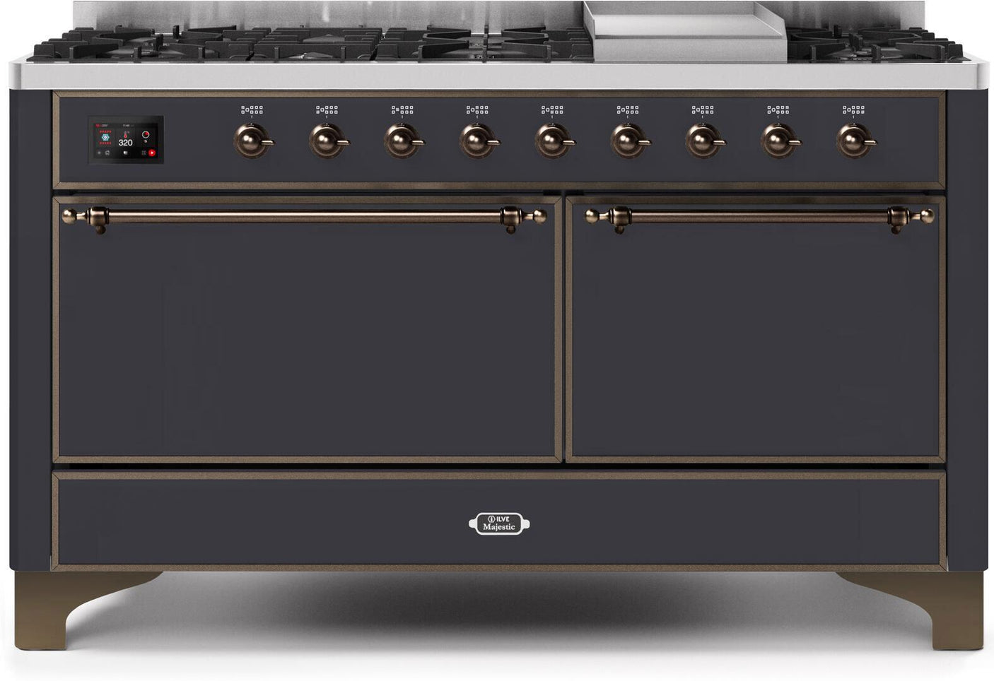 Majestic II 60 Inch Dual Fuel Liquid Propane Freestanding Range in Matte Graphite with Bronze Trim