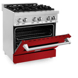 ZLINE 30 in. Dual Fuel Range with Gas Stove and Electric Oven in Stainless Steel (RA30) [Color: Red Gloss]